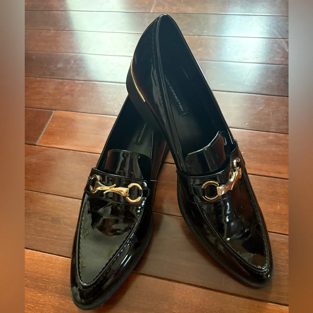 French Connection Black Loafers with Gold Detail - Picture 4 of 7